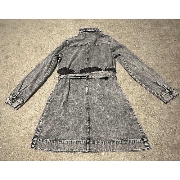 Who What Wear Small Dress 100% Cotton Denim Long Sleeve Stone Wash Black NWT - Picture 3 of 11